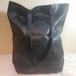 BAGGU Leather Tote bag- Deep forest green